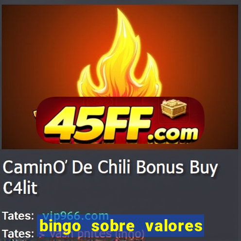 bingo sobre valores para imprimir